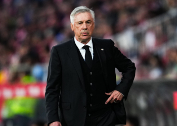 Real Madrid head coach Carlo Ancelotti during the La Liga match between Girona FC and Real Madrid played at Montilivi Stadium on April 25, 2023 in Girona, Spain. (Photo by Sergio Ruiz / Pressinphoto / Icon Sport) - Photo by Icon sport